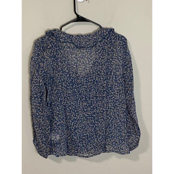 Boho top - Lucky Brand Blue Floral Boho Blouse - Picture 3 of 5